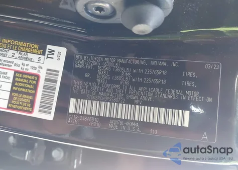 2023 Toyota Highlander Hybrid Xle from USA, damaged, VIN 5TDKBRCH9PS580722